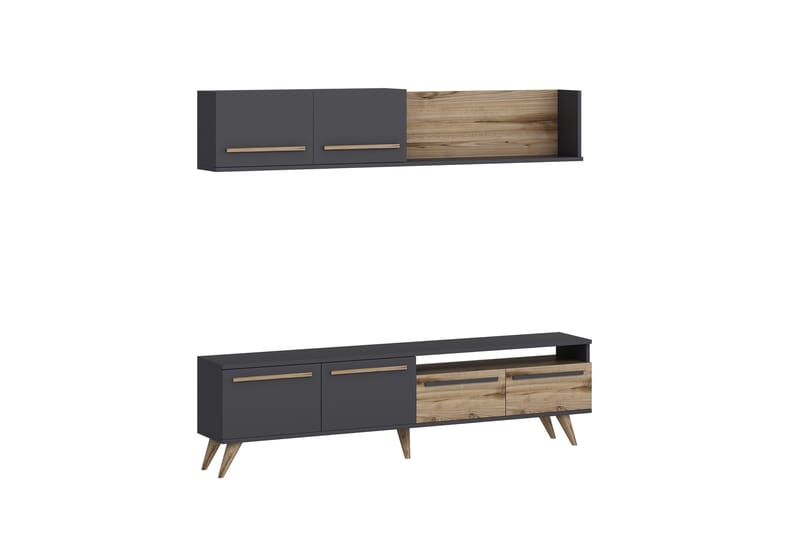 Mono Tv-möbelset 180x22 cm Brun/Svart - Hanah Home - Möbler - Tv möbel & mediamöbel - TV-möbelset