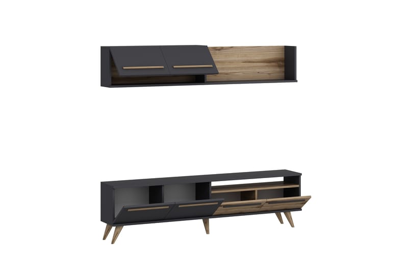 Mono Tv-möbelset 180x22 cm Brun/Svart - Hanah Home - Möbler - Tv möbel & mediamöbel - TV-möbelset