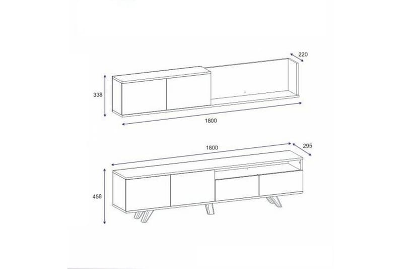 Mono Tv-möbelset 180x22 cm Brun/Svart - Hanah Home - Möbler - Tv möbel & mediamöbel - TV-möbelset