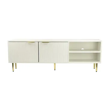 Morela TV-bänk 150 cm - Vit med guldfärgade detaljer - Möbler - Tv möbel & mediamöbel - TV bänk & mediabänk