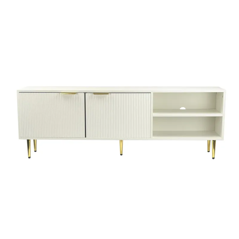 Morela TV-bänk 150 cm, Vit med guldfärgade detaljer
