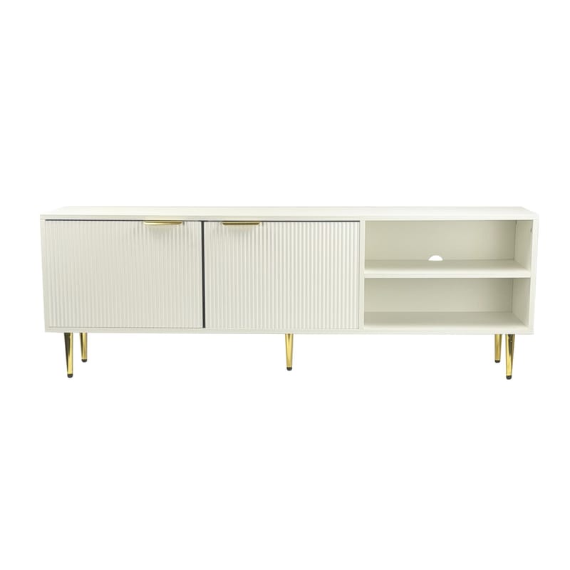 Morela TV-bänk 150 cm - Vit med guldfärgade detaljer - Möbler - Tv möbel & mediamöbel - TV bänk & mediabänk