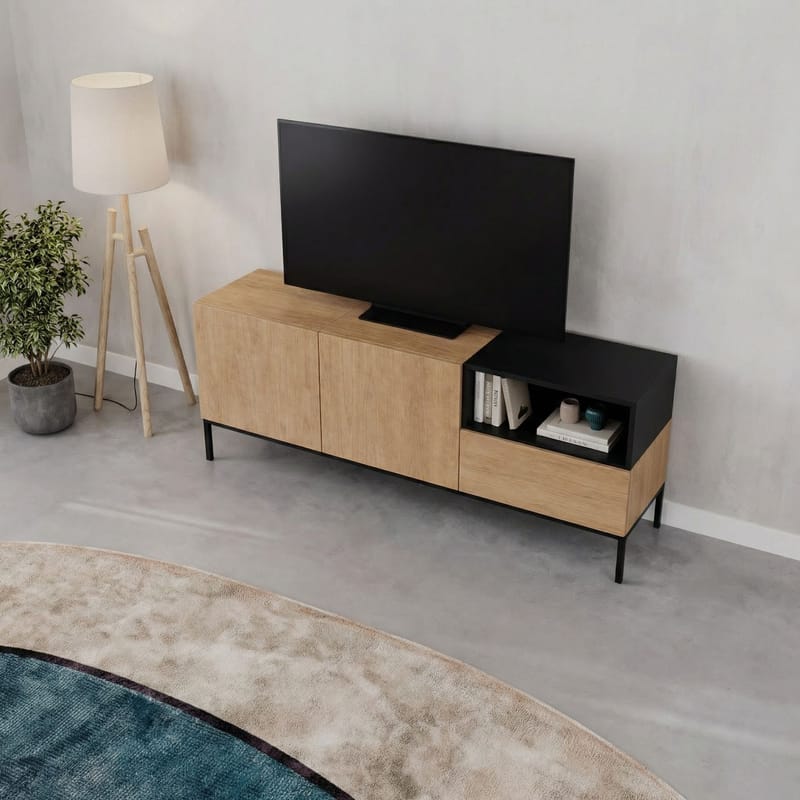 Morlen Tv-Bänk 140 cm - Naturlig ek, Wood Black, svart - Möbler - Tv möbel & mediamöbel - TV bänk & mediabänk