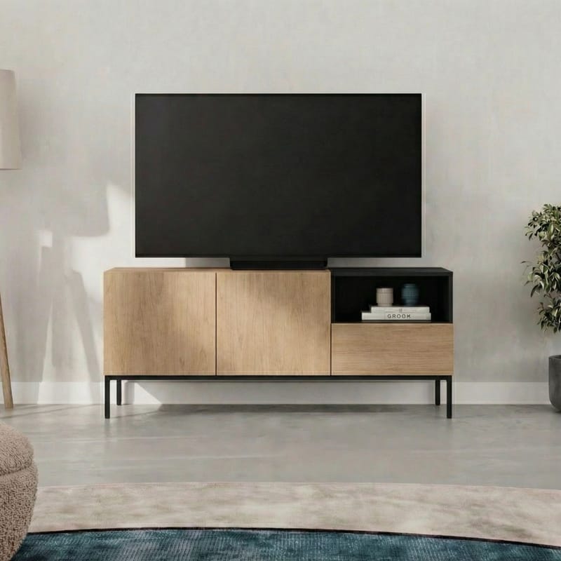 Morlen Tv-Bänk 140 cm - Naturlig ek, Wood Black, svart - Möbler - Tv möbel & mediamöbel - TV bänk & mediabänk