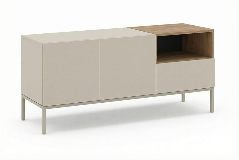 Morlen Tv-Bänk 140 cm - Santstone och naturlig ek - Möbler - Tv möbel & mediamöbel - TV bänk & mediabänk