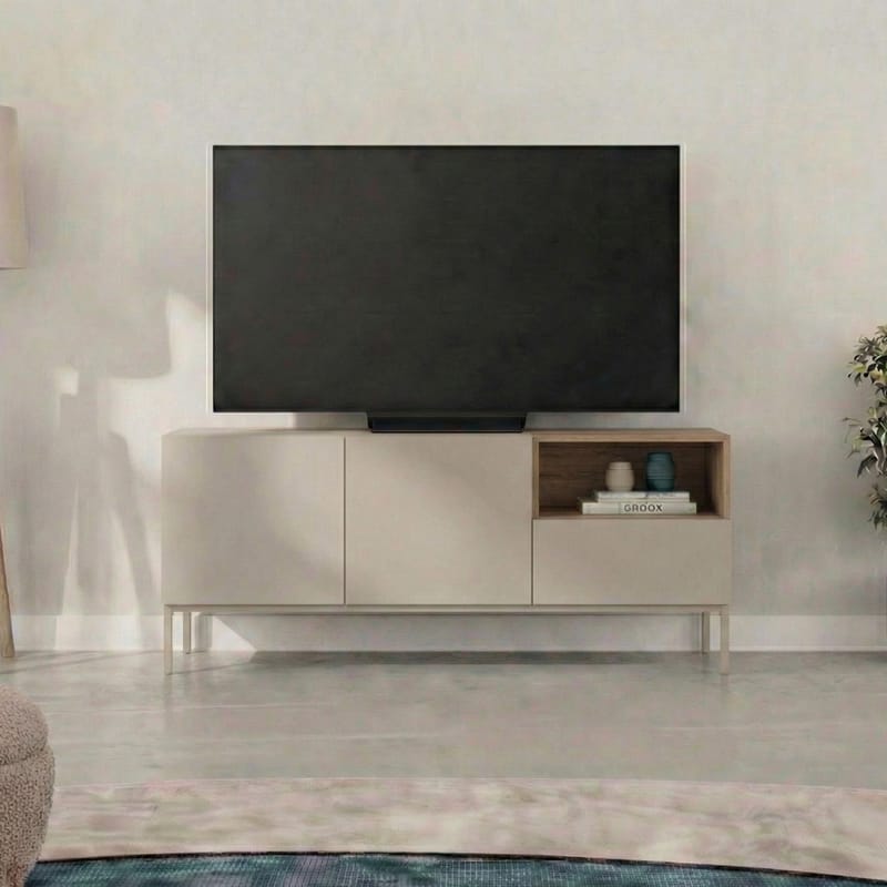 Morlen Tv-Bänk 140 cm - Santstone och naturlig ek - Möbler - Tv möbel & mediamöbel - TV bänk & mediabänk