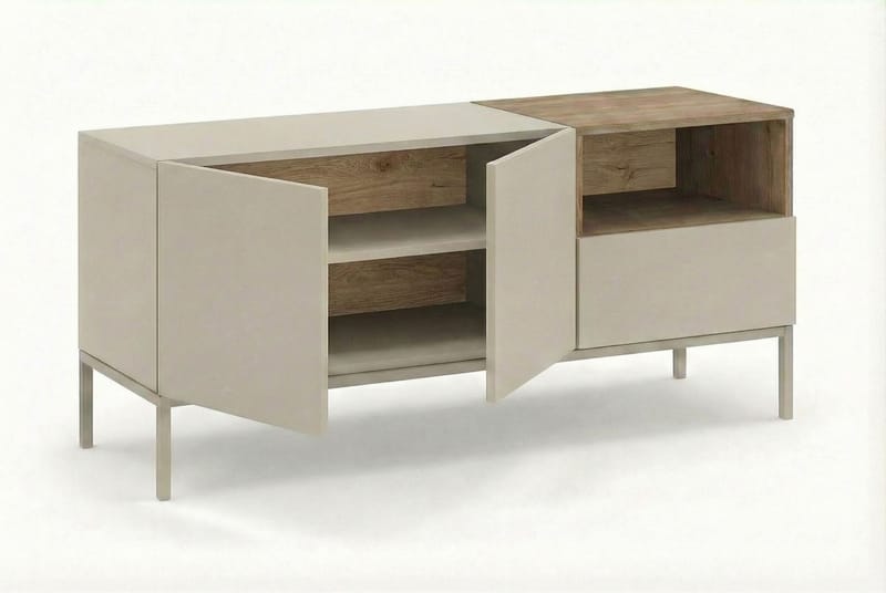 Morlen Tv-Bänk 140 cm - Santstone och naturlig ek - Möbler - Tv möbel & mediamöbel - TV bänk & mediabänk
