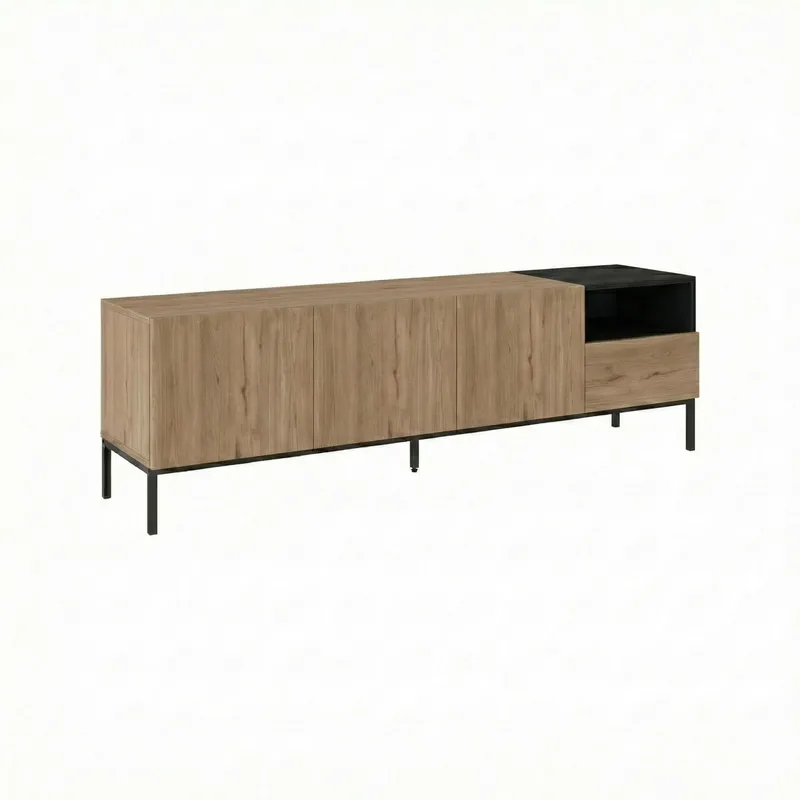 Morlen TV-bänk 180x55x41,8 cm - naturfärgad ek, svart, sandstone - Möbler - Tv möbel & mediamöbel - TV bänk & mediabänk