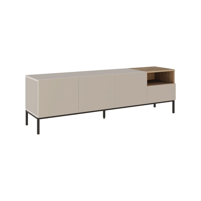 Morlen TV-bänk 180x55x41,8 cm - sandsten, naturlig ek och svart - Möbler - Tv möbel & mediamöbel - TV bänk & mediabänk