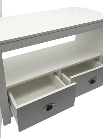 Morova TV-bänk 85 cm - Vit och silver - Möbler - Tv möbel & mediamöbel - TV bänk & mediabänk