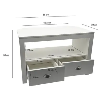Morova TV-bänk 85 cm - Vit och silver - Möbler - Tv möbel & mediamöbel - TV bänk & mediabänk
