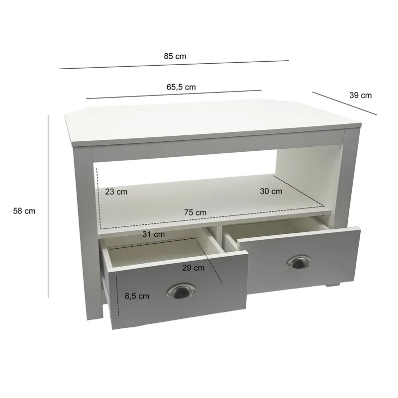Morova TV-bänk 85 cm - Vit och silver - Möbler - Tv möbel & mediamöbel - TV bänk & mediabänk