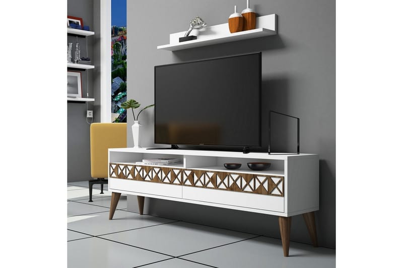 Muennink TV-Möbelset 150 cm - Vit/ek - TV-möbelset