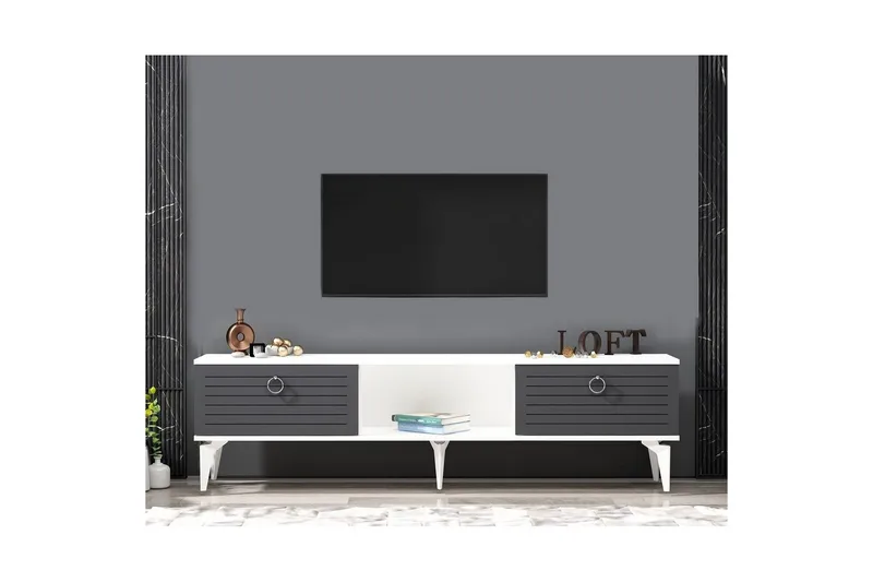 Mula Tv-bänk 150 cm - Vit/Antracit - Möbler - Tv möbel & mediamöbel - TV bänk & mediabänk