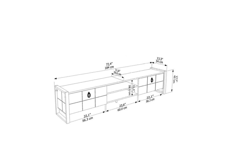 Munetaka Tv-bänk 184 cm - Antracit/Guld - Möbler - Tv möbel & mediamöbel - TV bänk & mediabänk
