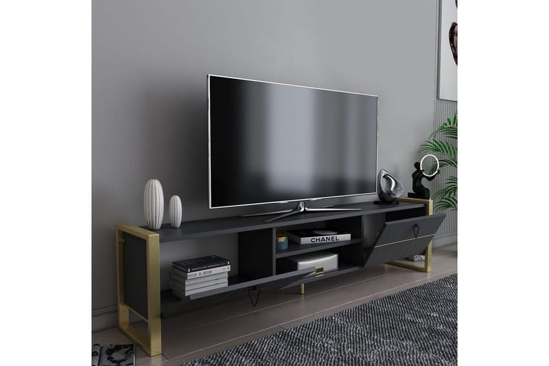 Munetaka Tv-bänk 184 cm - Antracit/Guld - Möbler - Tv möbel & mediamöbel - TV bänk & mediabänk