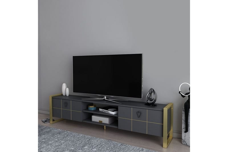Munetaka Tv-bänk 184 cm - Antracit/Guld - Möbler - Tv möbel & mediamöbel - TV bänk & mediabänk