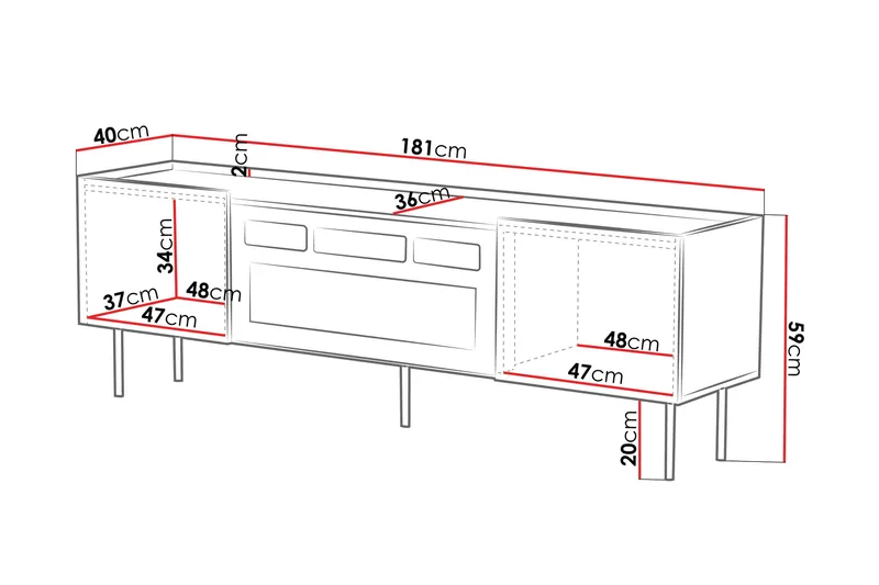 Munkedal Tv-bänk 181 cm - Vit - Möbler - Tv möbel & mediamöbel - TV bänk & mediabänk