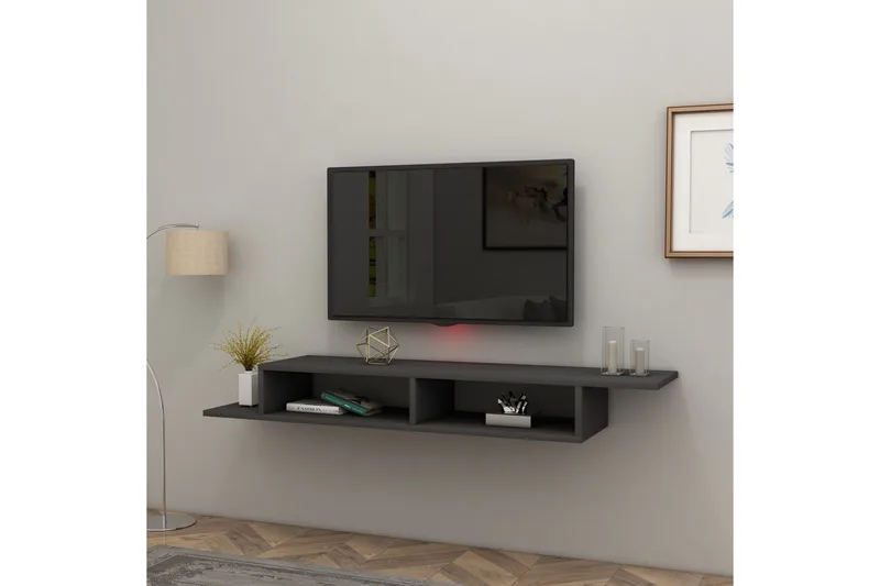 Muson Vägghängd Tv Bänk 120 cm med Förvaring i Målat Trä - Antracit - Möbler - Tv möbel & mediamöbel - TV bänk & mediabänk