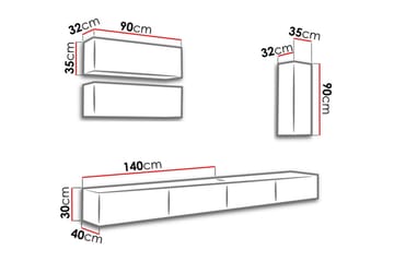 Narbonne Väggenhet 280 cm - Natur/Svart - Möbler - Tv möbel & mediamöbel - TV-möbelset