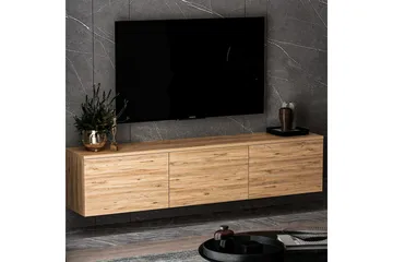 Neon Vägghängd TV Bänk 160 cm med Förvaring i Ljust Trä - Brun - Möbler - Tv möbel & mediamöbel - TV bänk & mediabänk