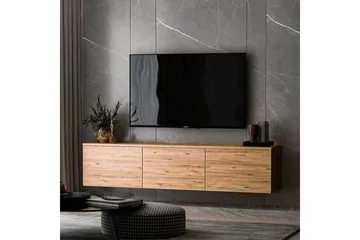 Neon Vägghängd TV Bänk 160 cm med Förvaring i Ljust Trä - Brun - Möbler - Tv möbel & mediamöbel - TV bänk & mediabänk