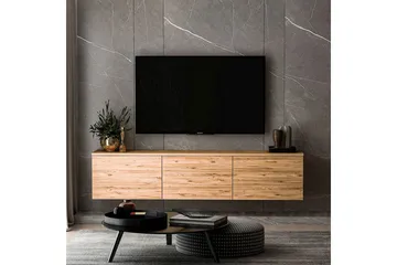 Neon Vägghängd TV Bänk 160 cm med Förvaring i Ljust Trä - Brun - Möbler - Tv möbel & mediamöbel - TV bänk & mediabänk