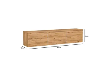 Neon Vägghängd TV Bänk 160 cm med Förvaring i Ljust Trä - Brun - Möbler - Tv möbel & mediamöbel - TV bänk & mediabänk