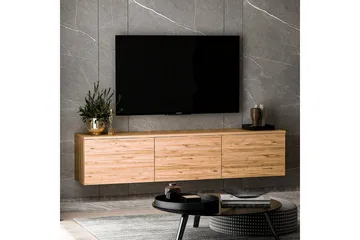 Neon Vägghängd TV Bänk 160 cm med Förvaring i Ljust Trä - Brun - Möbler - Tv möbel & mediamöbel - TV bänk & mediabänk