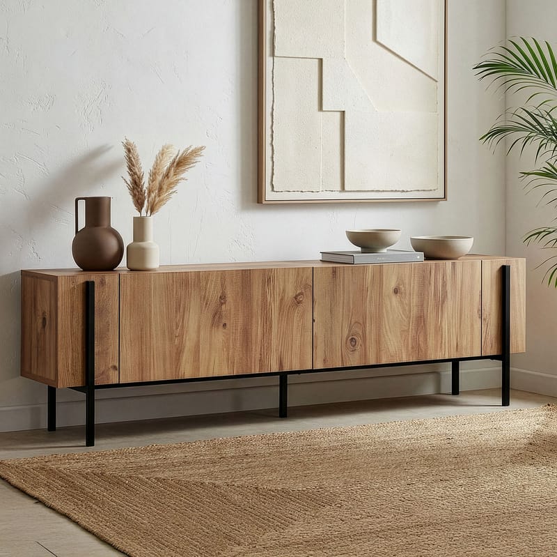 Nexus TV-bänk 180 cm - Atlantic Pine och svart - Möbler - Tv möbel & mediamöbel - Mediastativ & väggfäste