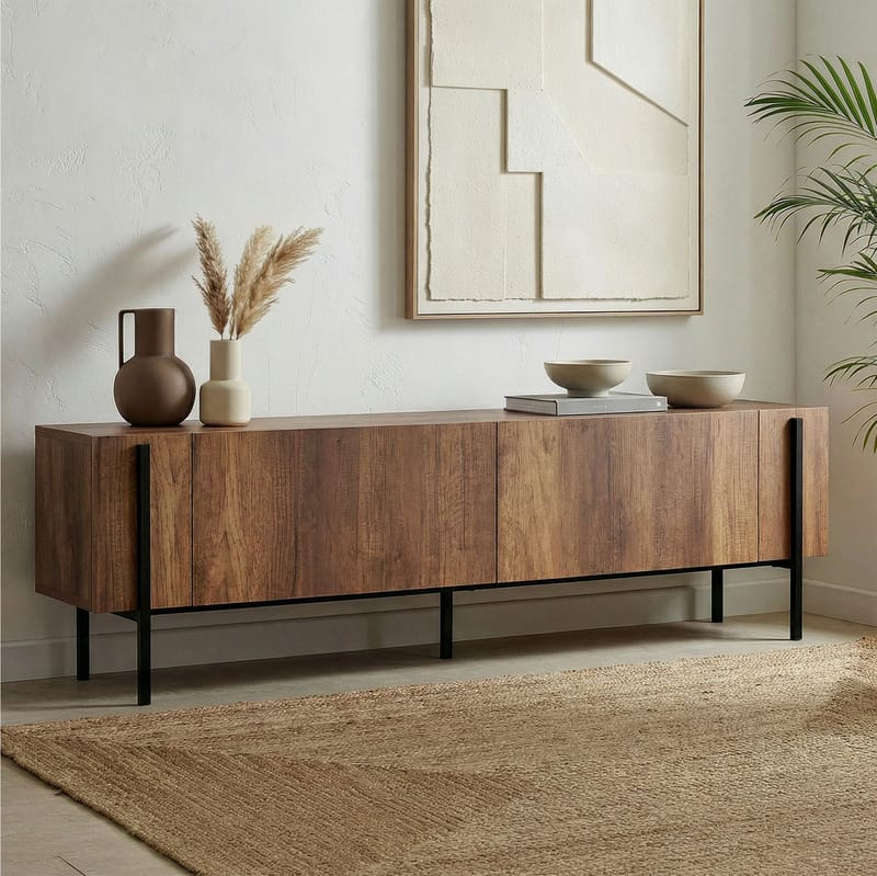 Nexus TV-bänk 180 cm - Barok valnöt och svart - Möbler - Tv möbel & mediamöbel - Mediastativ & väggfäste