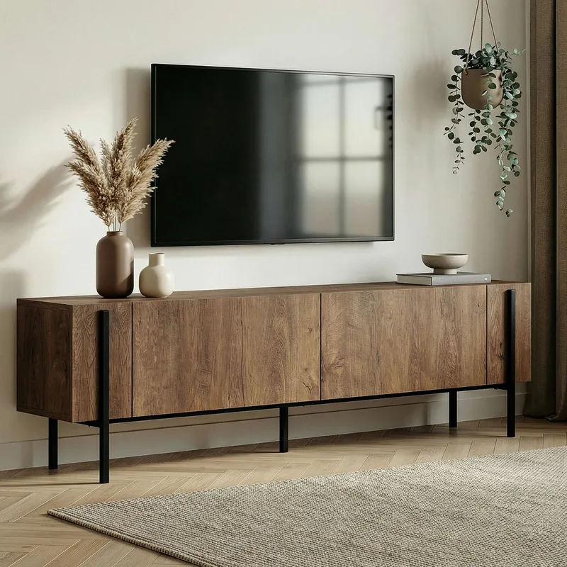 Nexus TV-bänk 180 cm - Kafkas Oak och Black - Möbler - Tv möbel & mediamöbel - Mediastativ & väggfäste