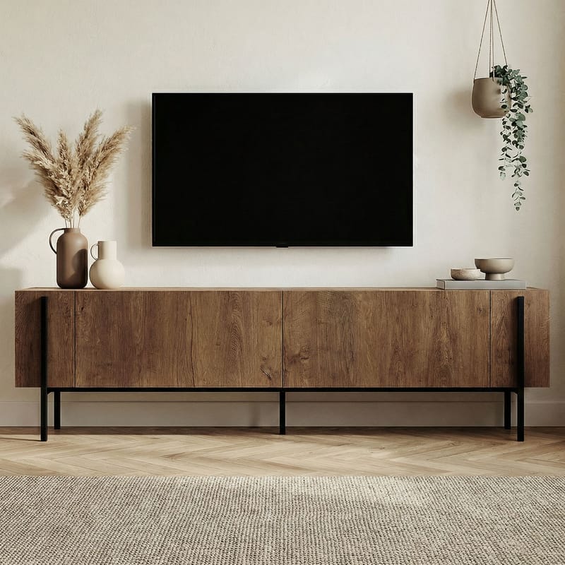 Nexus TV-bänk 180 cm - Kafkas Oak och Black - Möbler - Tv möbel & mediamöbel - Mediastativ & väggfäste