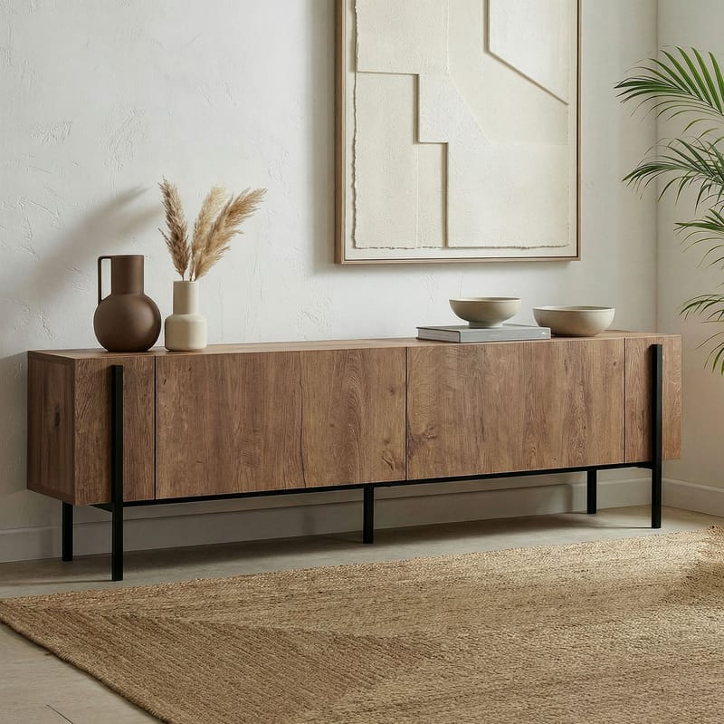 Nexus TV-bänk 180 cm - Kafkas Oak och Black - Möbler - Tv möbel & mediamöbel - Mediastativ & väggfäste