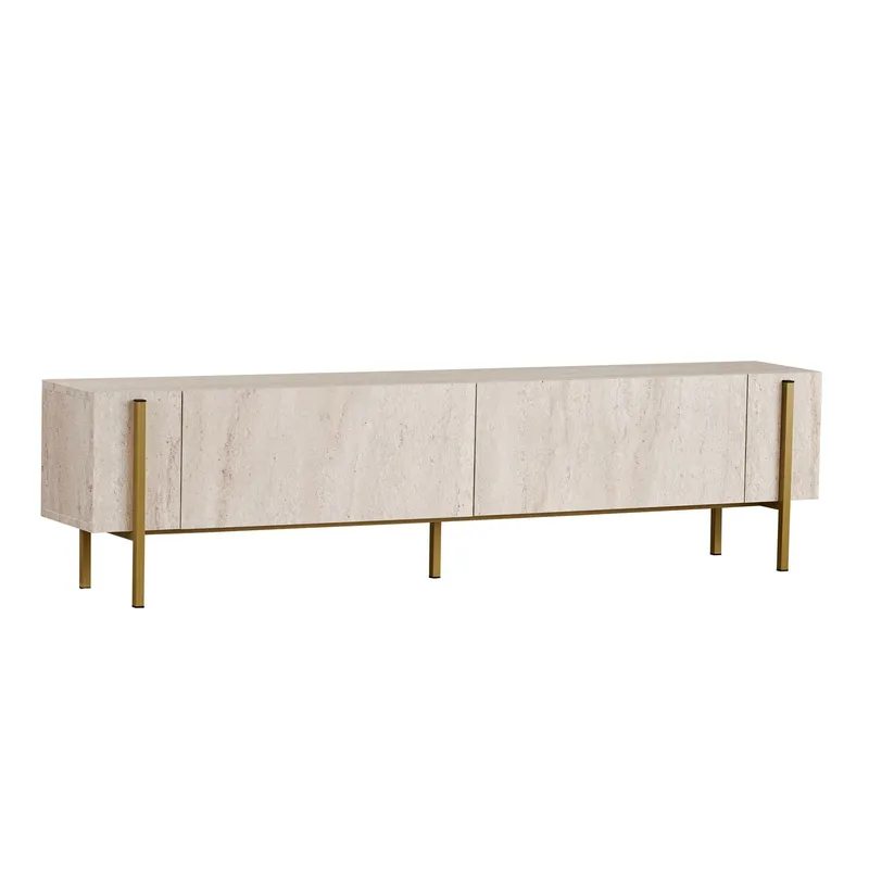 Nexus TV-bänk 180 cm, Travertin/guld
