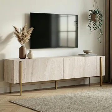 Nexus TV-bänk 180 cm - Travertin/guld - Möbler - Tv möbel & mediamöbel - TV bänk & mediabänk