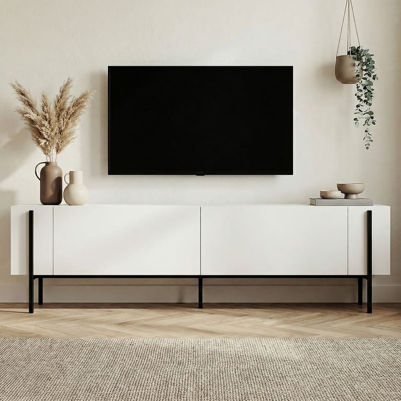 Nexus TV-bänk 180 cm - Wood Black och Black - Möbler - Tv möbel & mediamöbel - Mediastativ & väggfäste