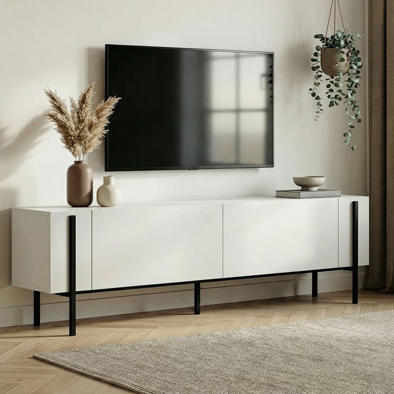 Nexus TV-bänk 180 cm - Wood Black och Black - Möbler - Tv möbel & mediamöbel - Mediastativ & väggfäste