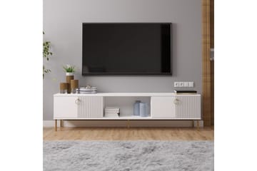 Neyra Golvstående Tv-bänk 180 cm med Förvaring i Målat Trä - Vit - Möbler - Tv möbel & mediamöbel - TV bänk & mediabänk