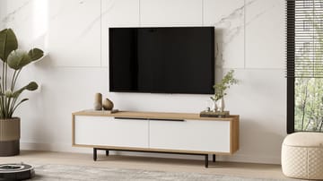 Nilena TV-bänk 160x45,1x35,5 cm - ek, vit - Möbler - Tv möbel & mediamöbel - TV bänk & mediabänk