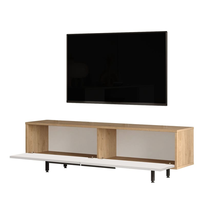 Nilena TV-bänk 160x45,1x35,5 cm - ek, vit - Möbler - Tv möbel & mediamöbel - TV bänk & mediabänk