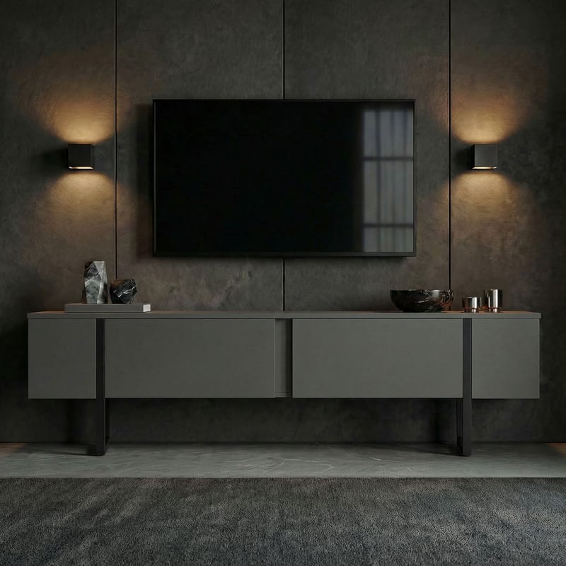 Nopira TV-bänk 180 cm - Antracit/Svart - Möbler - Tv möbel & mediamöbel - TV bänk & mediabänk