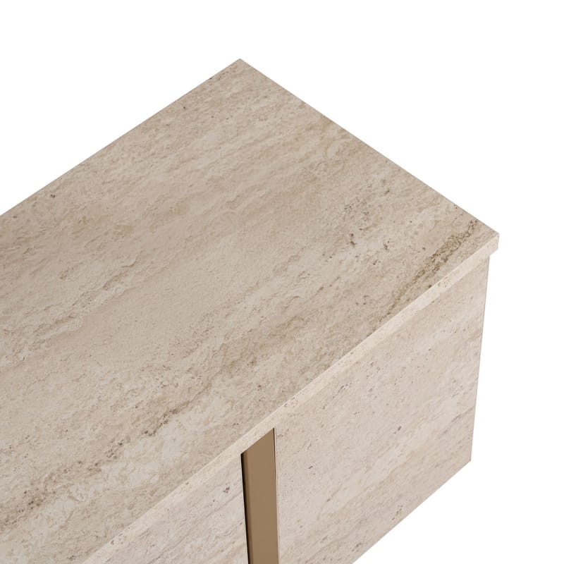 Nopira TV-bänk 180 cm - Travertin och guld - Möbler - Tv möbel & mediamöbel - Mediastativ & väggfäste