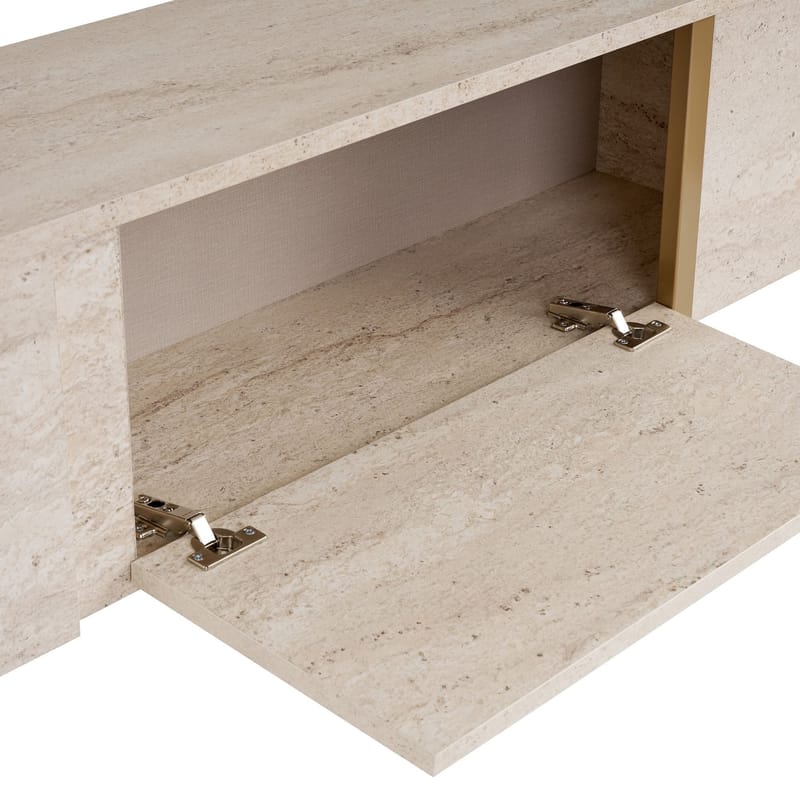 Nopira TV-bänk 180 cm - Travertin och guld - Möbler - Tv möbel & mediamöbel - Mediastativ & väggfäste