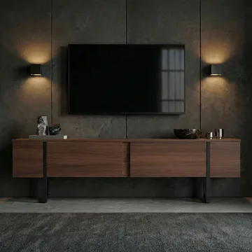 Nopira TV-bänk 180 cm - Valnöt och svart - Möbler - Tv möbel & mediamöbel - TV bänk & mediabänk