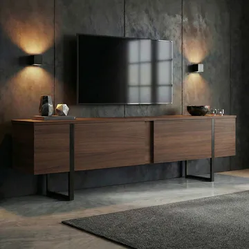 Nopira TV-bänk 180 cm - Valnöt och svart - Möbler - Tv möbel & mediamöbel - TV bänk & mediabänk