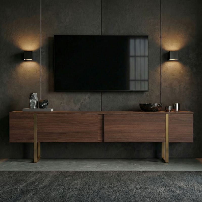 Nopira TV-bänk 180 cm - Valnöt/guld - Möbler - Tv möbel & mediamöbel - TV bänk & mediabänk
