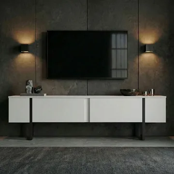 Nopira TV-bänk 180 cm - Vit och svart - Möbler - Tv möbel & mediamöbel - TV bänk & mediabänk