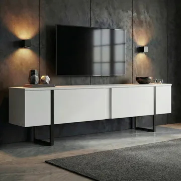 Nopira TV-bänk 180 cm - Vit och svart - Möbler - Tv möbel & mediamöbel - TV bänk & mediabänk