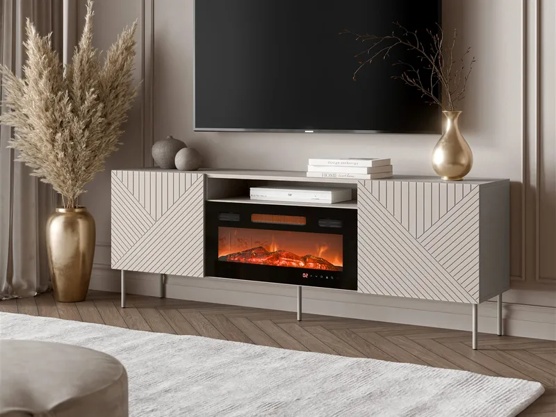 Norrs Golvstående Tv Bänk 191 cm med Förvaring i Målat Trä - Beige - Möbler - Tv möbel & mediamöbel - TV bänk & mediabänk
